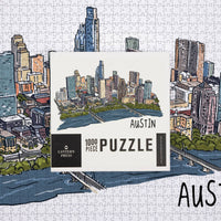 1000 PIECE PUZZLE Austin, Texas, Cityscape, Line Drawing