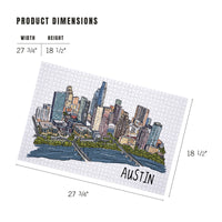 1000 PIECE PUZZLE Austin, Texas, Cityscape, Line Drawing