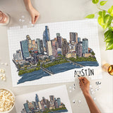 1000 PIECE PUZZLE Austin, Texas, Cityscape, Line Drawing