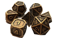 Old School 7 Piece DnD RPG Metal Dice Set: Dwarven Forged - Ancient Gold